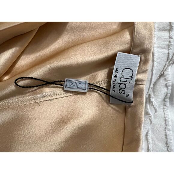 Clips New Champange Gold Slip Skirt Made in Italy  Waist=17"+ , silky stretchy - Picture 5 of 7